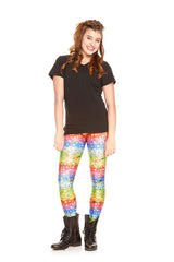 Girls Emoji Rainbow Leggings