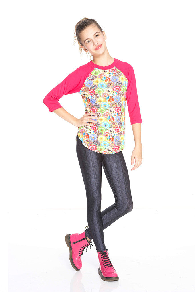 Girls Black Cable Knit Leggings