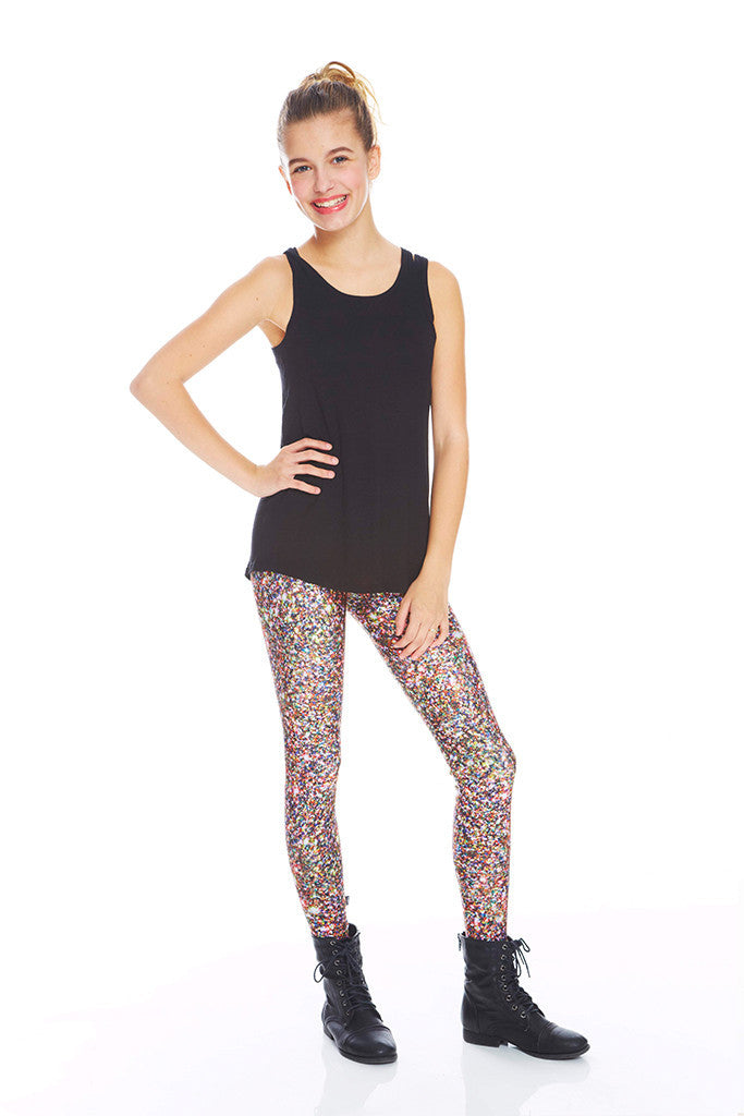 Girls Multi Glitter Leggings