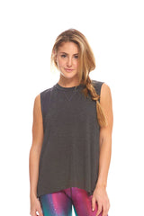 Womens Heather Charcoal Muscle Tank