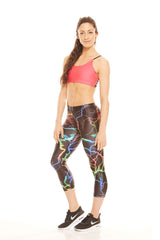 Womens Rainbow Lightning Performance Capri Leggings