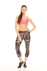 Womens Rainbow Lightning Performance Capri Leggings