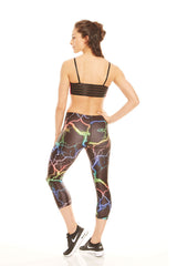 Womens Rainbow Lightning Performance Capri Leggings