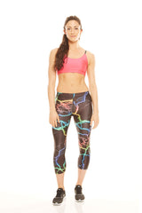 Womens Rainbow Lightning Performance Capri Leggings