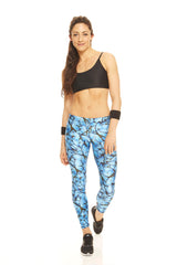 Womens Turquoise Butterflies Performance Leggings