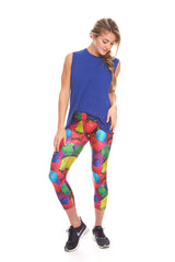 Womens Strawberries Performance Capri Leggings