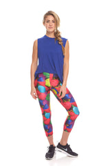Womens Strawberries Performance Capri Leggings