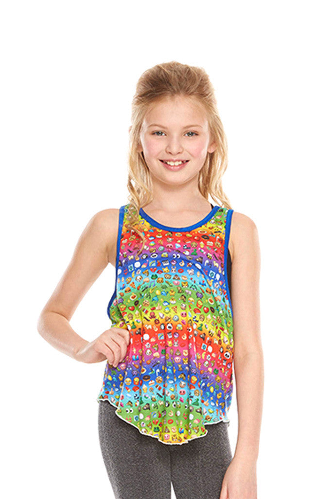 Girls Emoji Rainbow Racerbank Tank