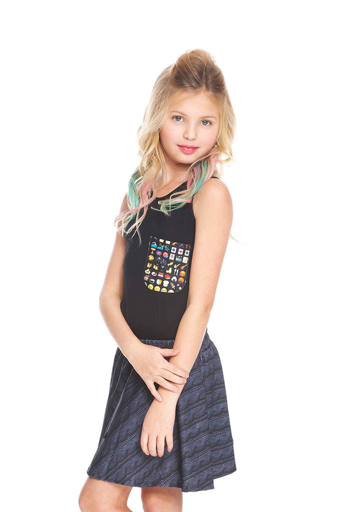 Girls Emoji Pocket Tank