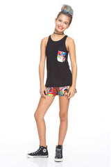 Girls Stickers Pocket Tank
