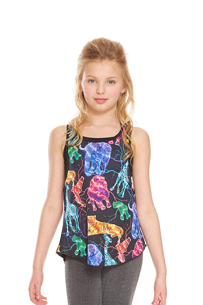 Girls Electric Animals Racerback Tank