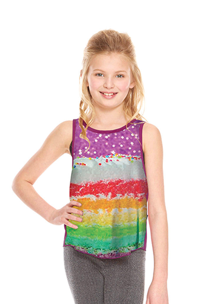 Girls Glitter Cake Racerback Tank