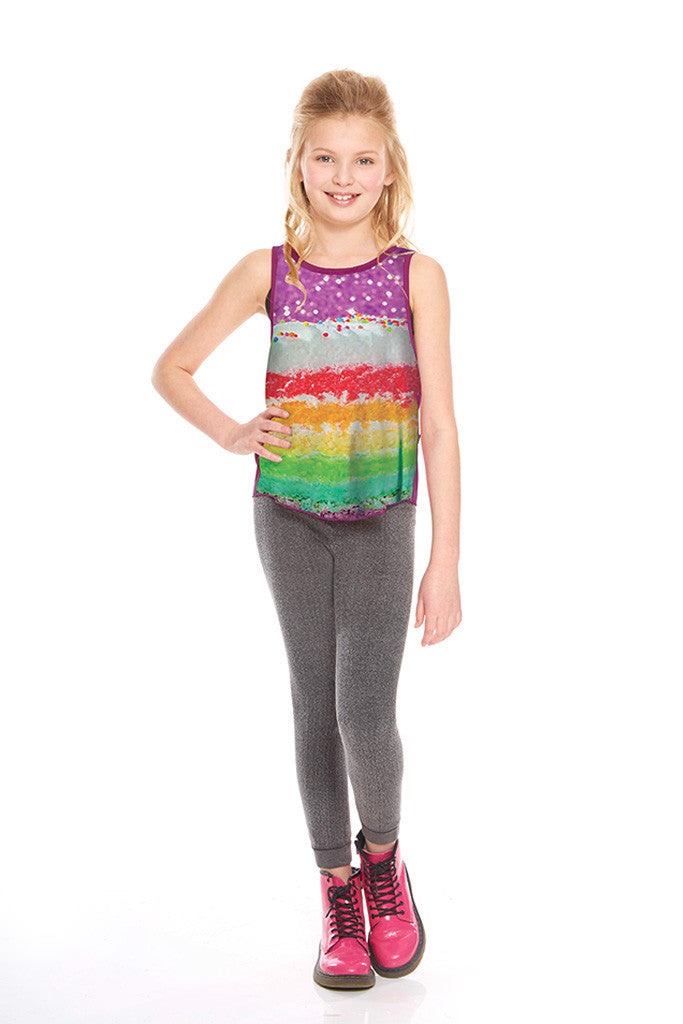 Girls Glitter Cake Racerback Tank