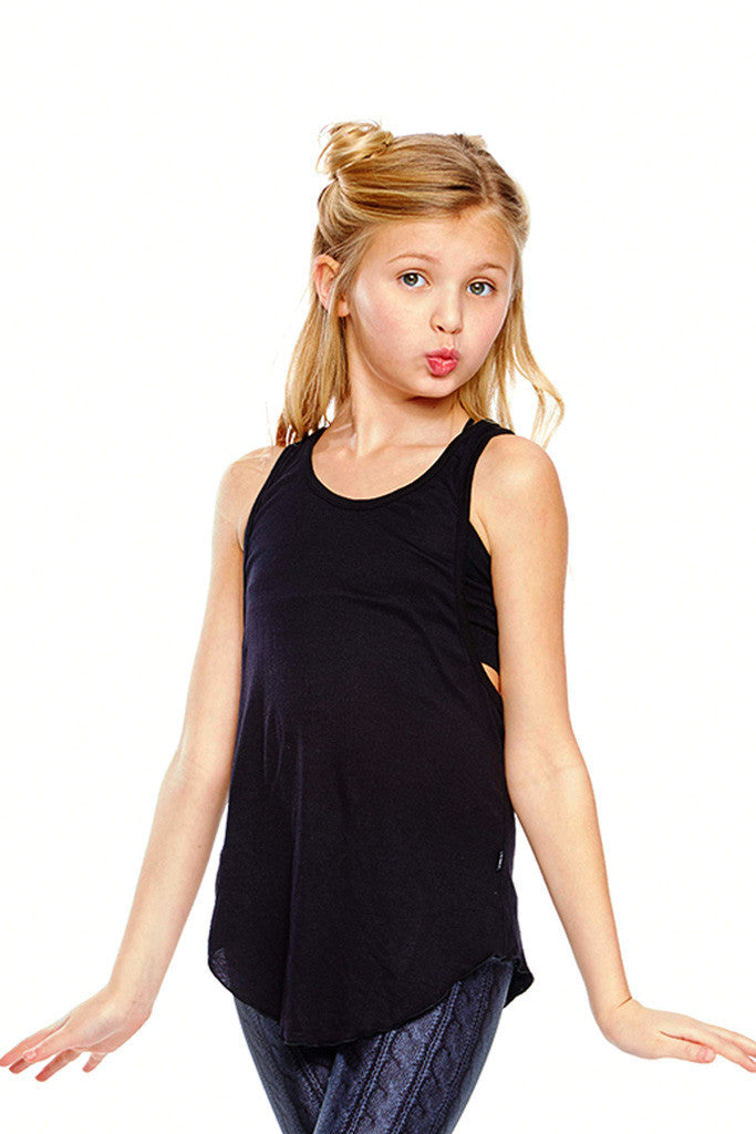 Girls Black Racerback Tank