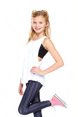 Girls White Racerback Tank