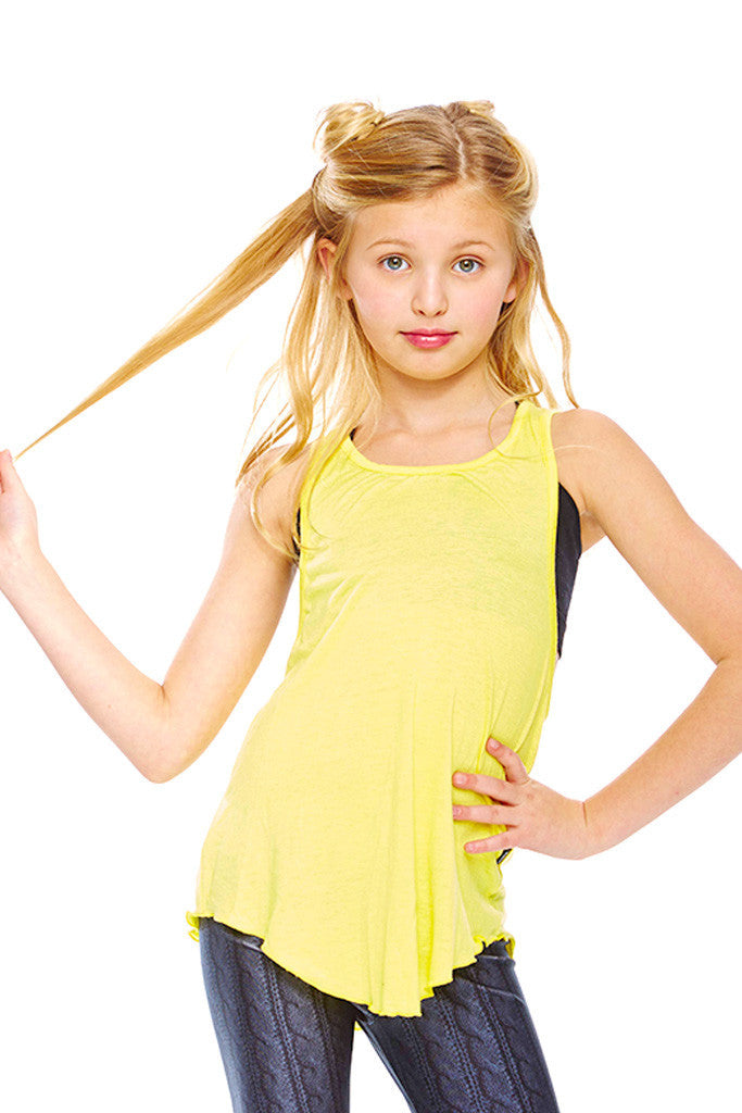 Girls Yellow Racerback Tank
