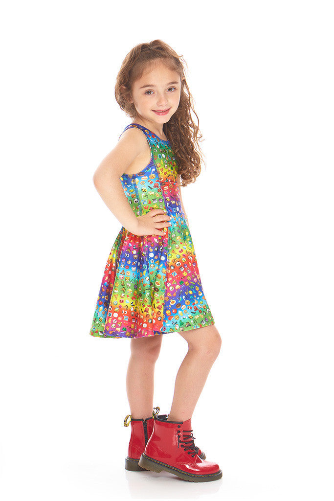 Kids Emoji Rainbow Skater Dress