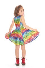 Kids Emoji Rainbow Skater Dress