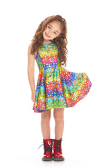 Kids Emoji Rainbow Skater Dress