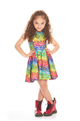 Kids Emoji Rainbow Skater Dress
