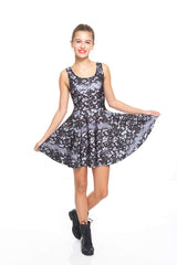 Girls Black Sequins Skater Dress