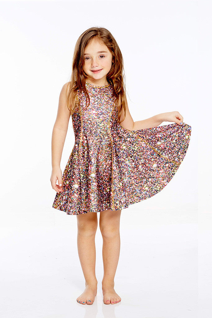 Kids Multi Glitter Skater Dress