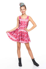 Girls Pink Sequins Skater Dress