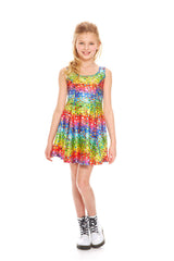 Girls Emoji Rainbow Skater Dress