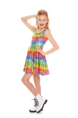 Girls Emoji Rainbow Skater Dress