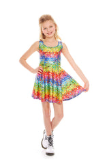 Girls Emoji Rainbow Skater Dress