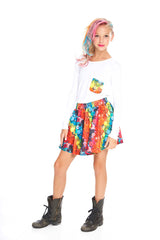 Girls Buttons Skater Skirt