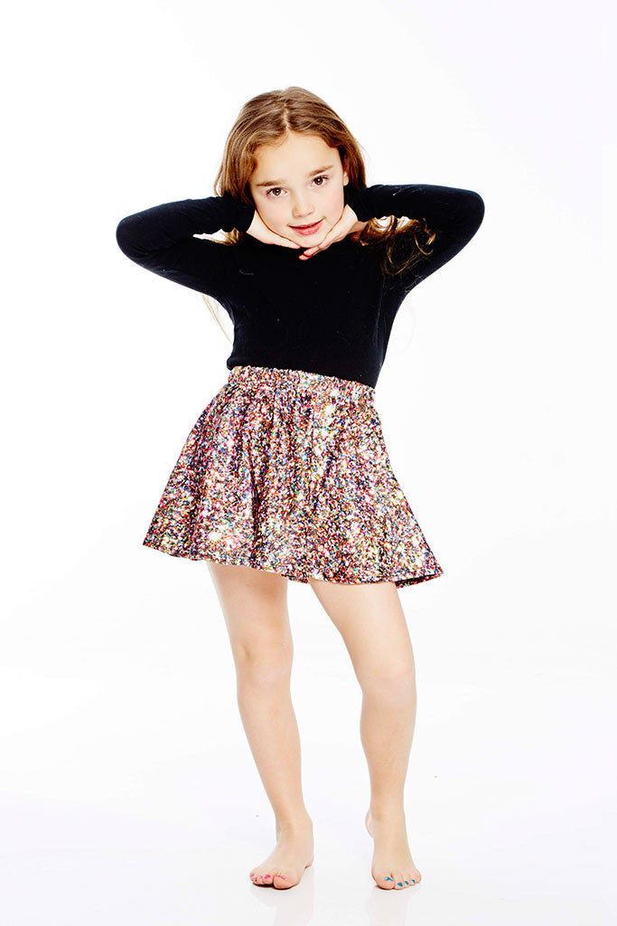 Kids Multi Glitter Skater Skirt