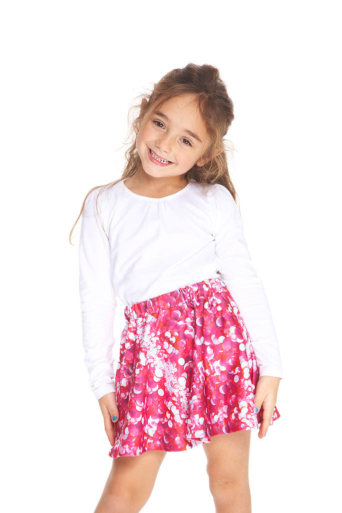 Kids Pink Sequins Skater Skirt