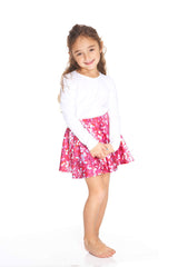 Kids Pink Sequins Skater Skirt