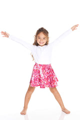 Kids Pink Sequins Skater Skirt