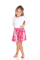 Kids Pink Sequins Skater Skirt