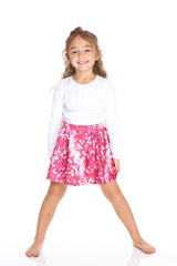 Kids Pink Sequins Skater Skirt