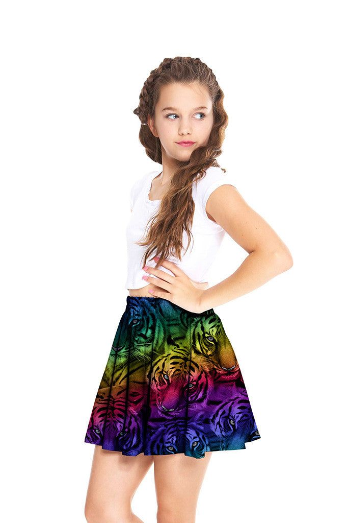 Girls Rainbow Tiger Skater Skirt