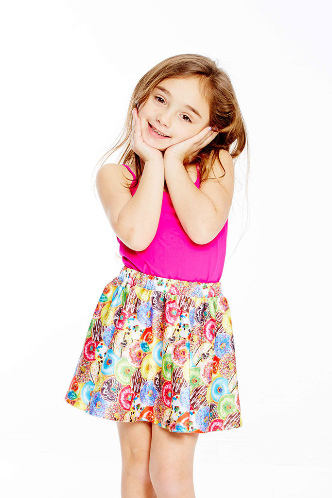 Kids Stacked Donuts Skater Skirt