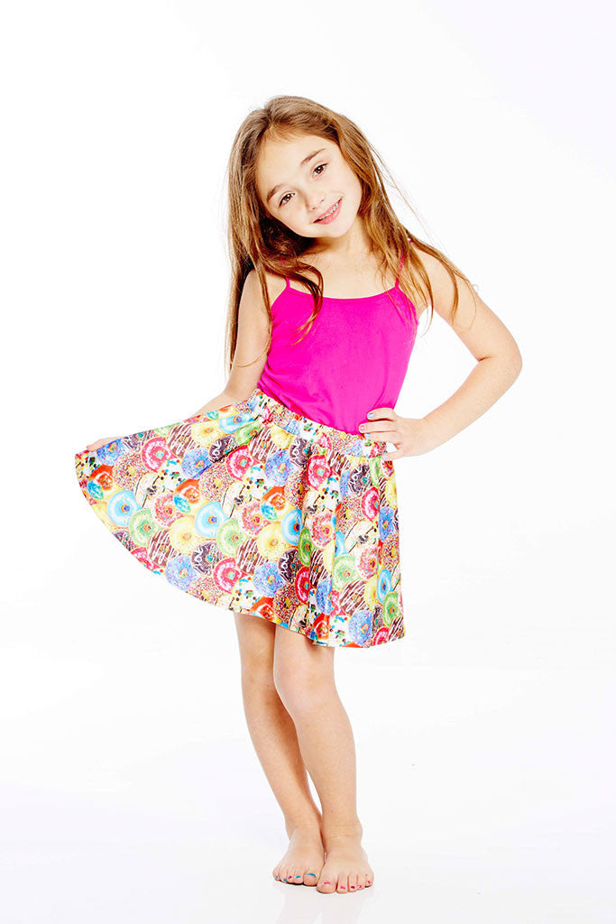Kids Stacked Donuts Skater Skirt