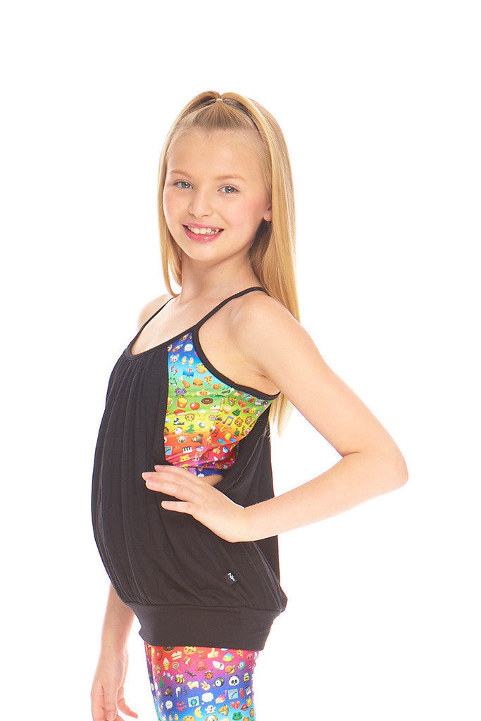 Girls Emoji Rainbow Sports Bra Tank
