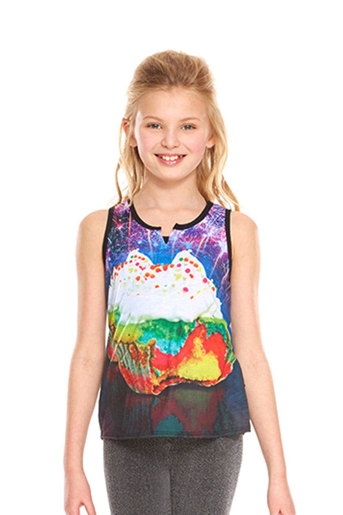 Girls Neon Cupcake Tank