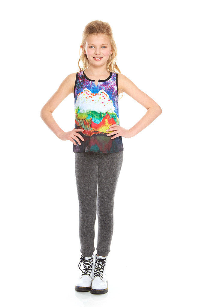 Girls Neon Cupcake Tank