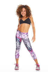 Womens Purple Crushed Makeup Performance Capri Leggings