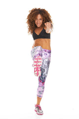 Womens Purple Crushed Makeup Performance Capri Leggings