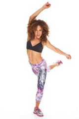 Womens Purple Crushed Makeup Performance Capri Leggings