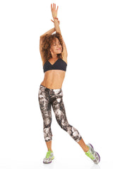 Womens Sepia Floral Performance Capri Leggings