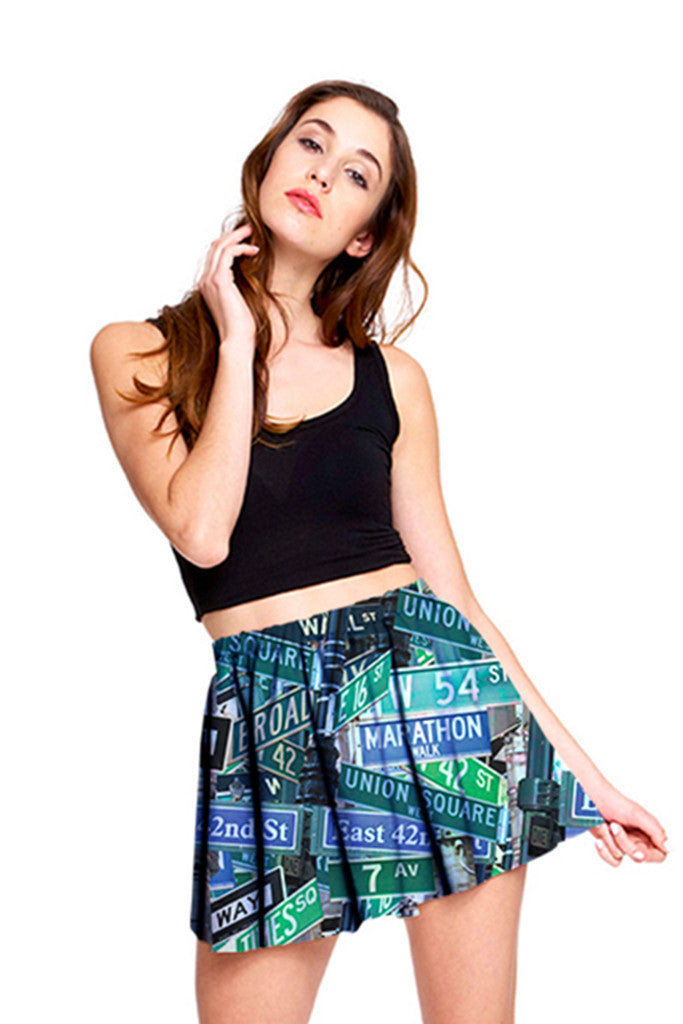 Womens Street Signs Skater Skirt