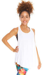 Womens White Performance Racerback Tank
