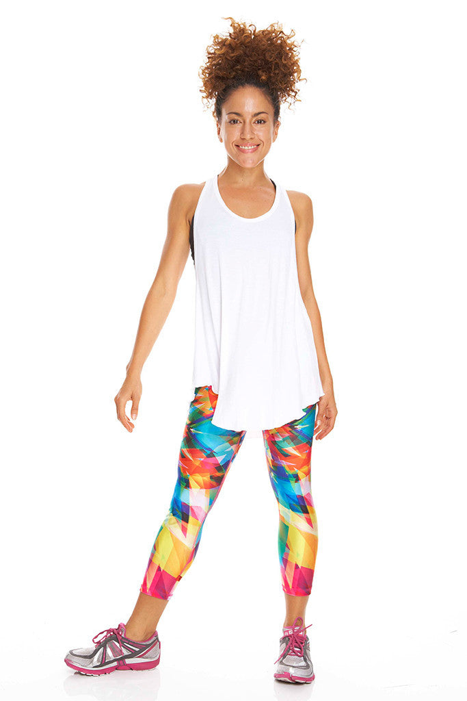 Womens White Performance Racerback Tank